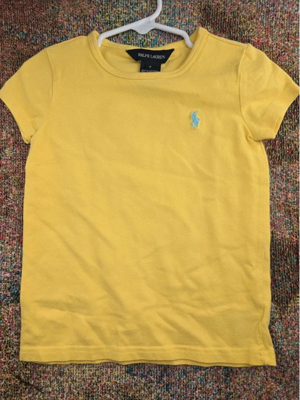 Ralph Lauren Yellow Pony T-Shirt Size 4 Short Sleeve Cotton
